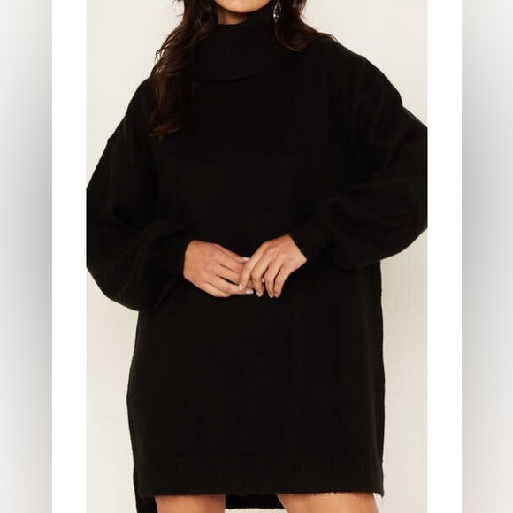 Show Me Your MuMu Black Knit Chester Sweater Dress - Picture 2 of 4